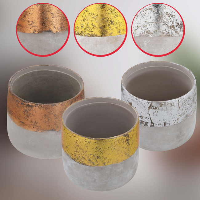 Ghiveci ceramic neglazurat pentru flori plante 12 cm set 2 bucăți - Culoare gri