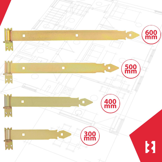 Curea de aur balama aur decorativ 600 mm set de 2 buc.