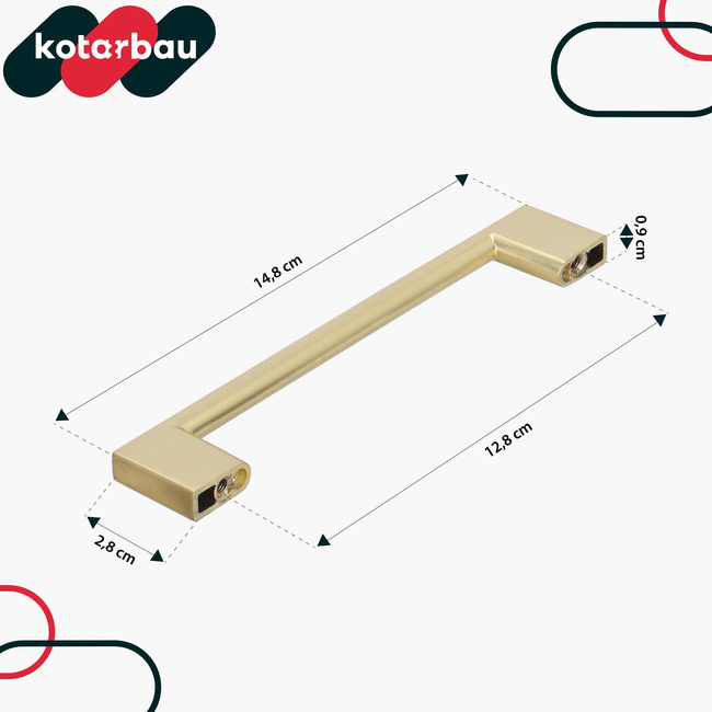 Mâner mobilier clasic modern aur mat 128 mm set de 6 buc.