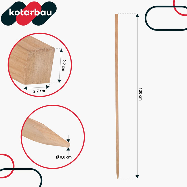 Tăruși de grădină din lemn pentru roșii legume 120 cm set de 25 buc.