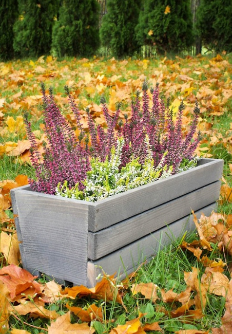 Cutie de flori de balcon din lemn pentru plante aromatice gri 40 cm