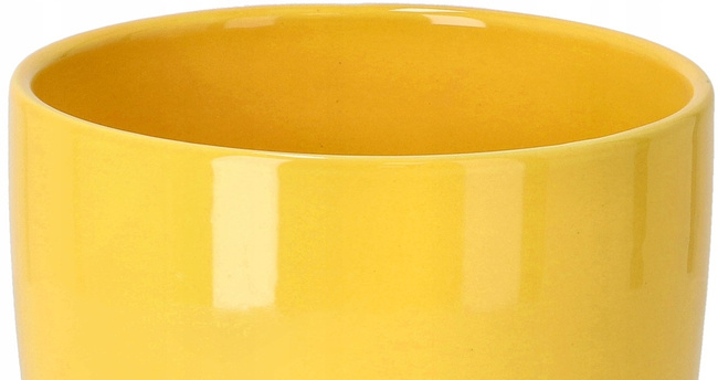 Ghiveci ceramic cu farfurie galben ⌀20 cm